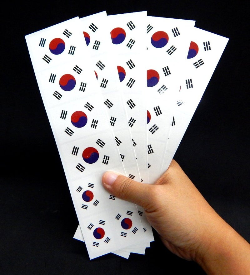 PremiumTT temporary tattoos 40 Removable Stickers: South Korea Flag: Korean Party Favors, Decals - Image 2